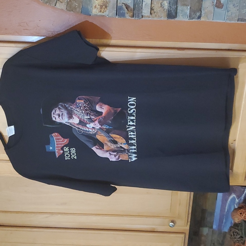 Willie Nelson 2018 Tour Band Black Concert T-Shirt Double sided EUC Country XL
